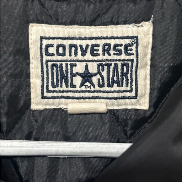 Converse One Star Mens Black Zip Up Jacket Pockets Rain Quilted Lined Size Xl - Picture 3 of 4